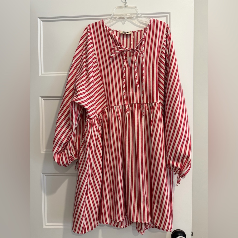 FRNCH Red and White Striped Dress